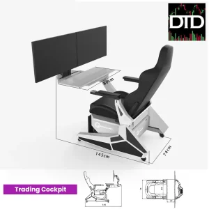 Trade Cockpit Zero-Gravity Day Trading & Gaming Chair (Integrated Desk + Reclining Armrests)
