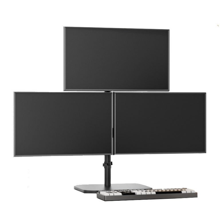 Triple-Screen Laptop Workstation Mount (3 Monitors – Left + Center + Right)