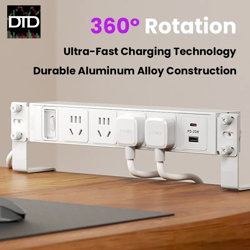 Demu 4-Plug Desk Mountable Power Strip