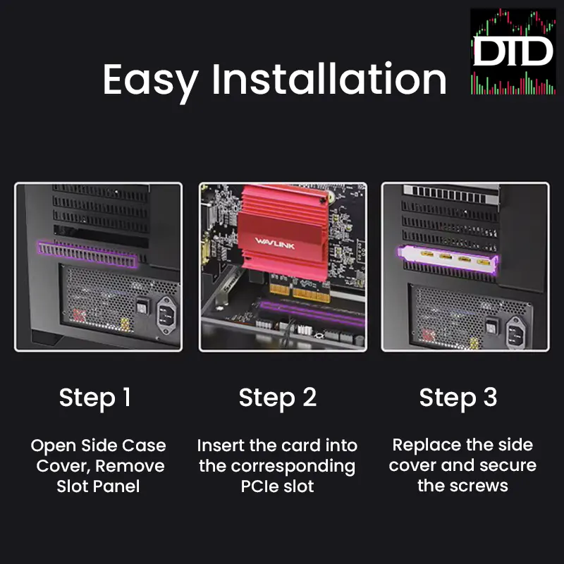 Desktop Expansion with 4 HDMI Outputs – Display Link DL7400 4K 60Hz PCIe to HDMI Expansion Card
