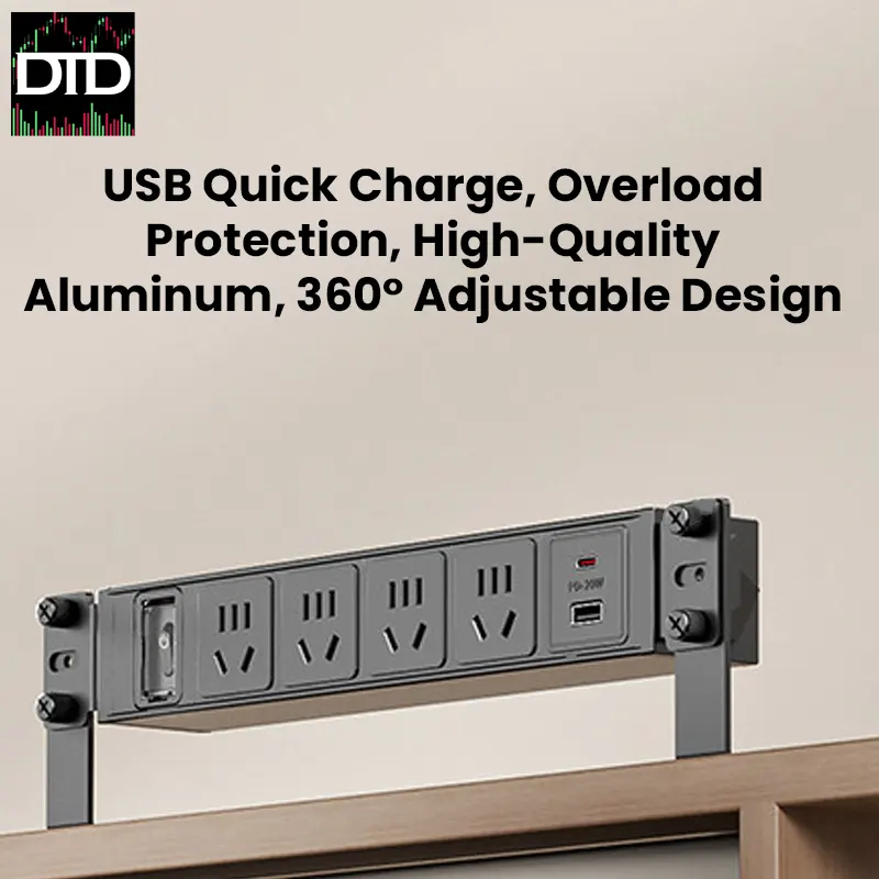 Demu 4-Plug Desk Mountable Power Strip
