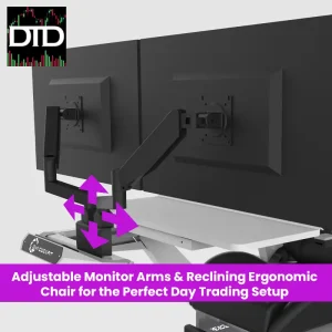Trade Cockpit Zero-Gravity Day Trading & Gaming Chair (Integrated Desk + Reclining Armrests)