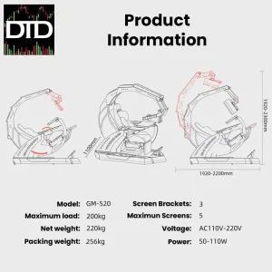 Electric Trading Cockpit Workstation (Up to 5 Screens, Fully Electric)