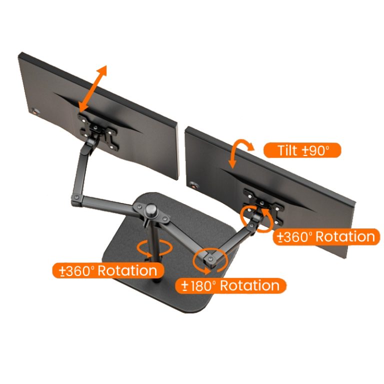 Triple-Screen Laptop Workstation Mount (3 Monitors – Left + Center + Right)