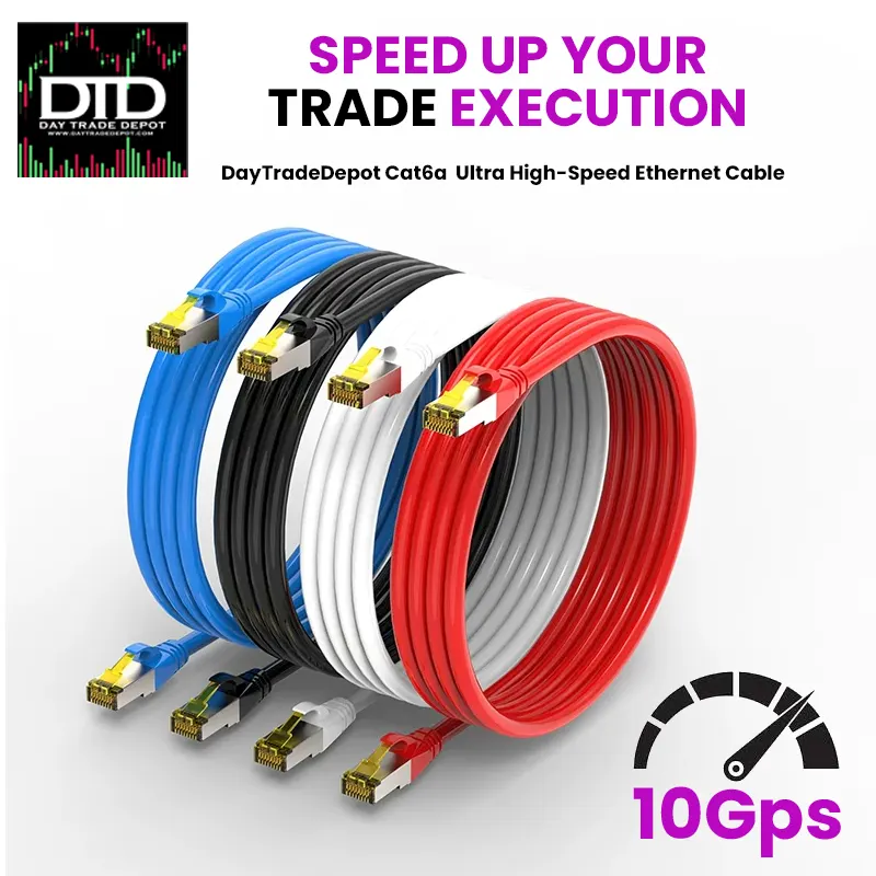 DayTradeDepot Cat6a Ultra High-Speed Ethernet Cable – 10Gbps, 550MHz, Reduced Latency, Ideal for Day Traders
