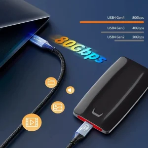 Thunderbolt 4 USB-C Cable (USB4) — Up to 80Gbps, 240W PD, 8K@60Hz