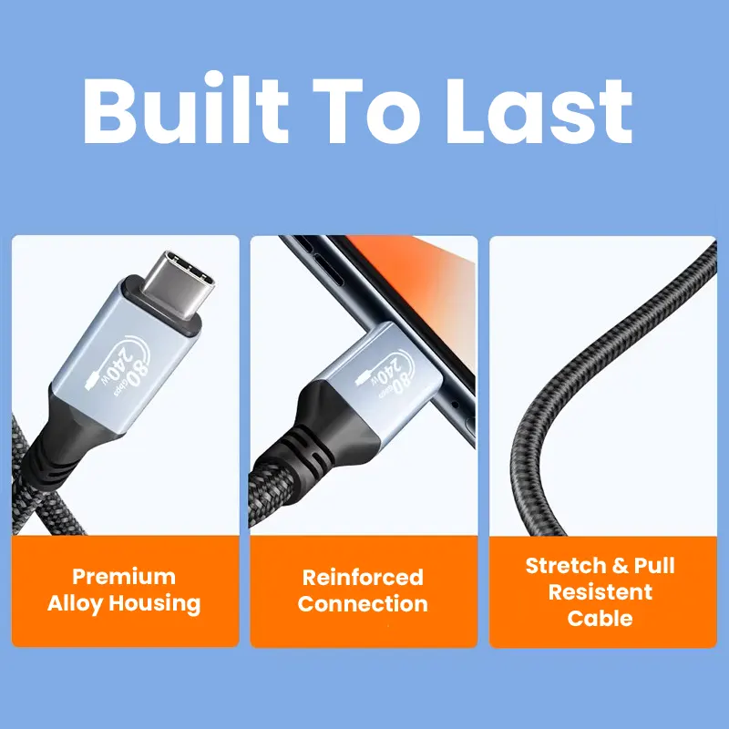 Thunderbolt 4 USB-C Cable (USB4) — Up to 80Gbps, 240W PD, 8K@60Hz