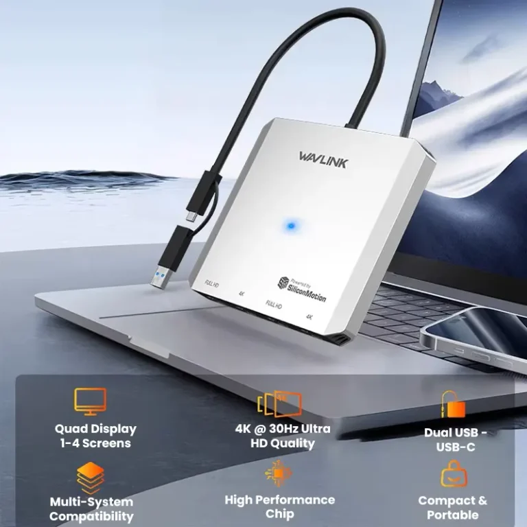 Quad HDMI USB-C Display Adapter — 4-Screen 4K Expansion (Ultra Clear)