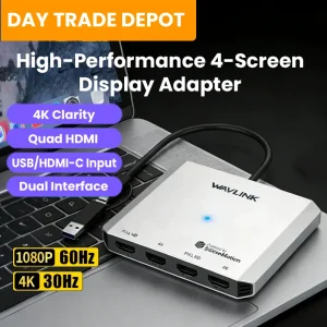 Quad HDMI USB-C Display Adapter — 4-Screen 4K Expansion (Ultra Clear)