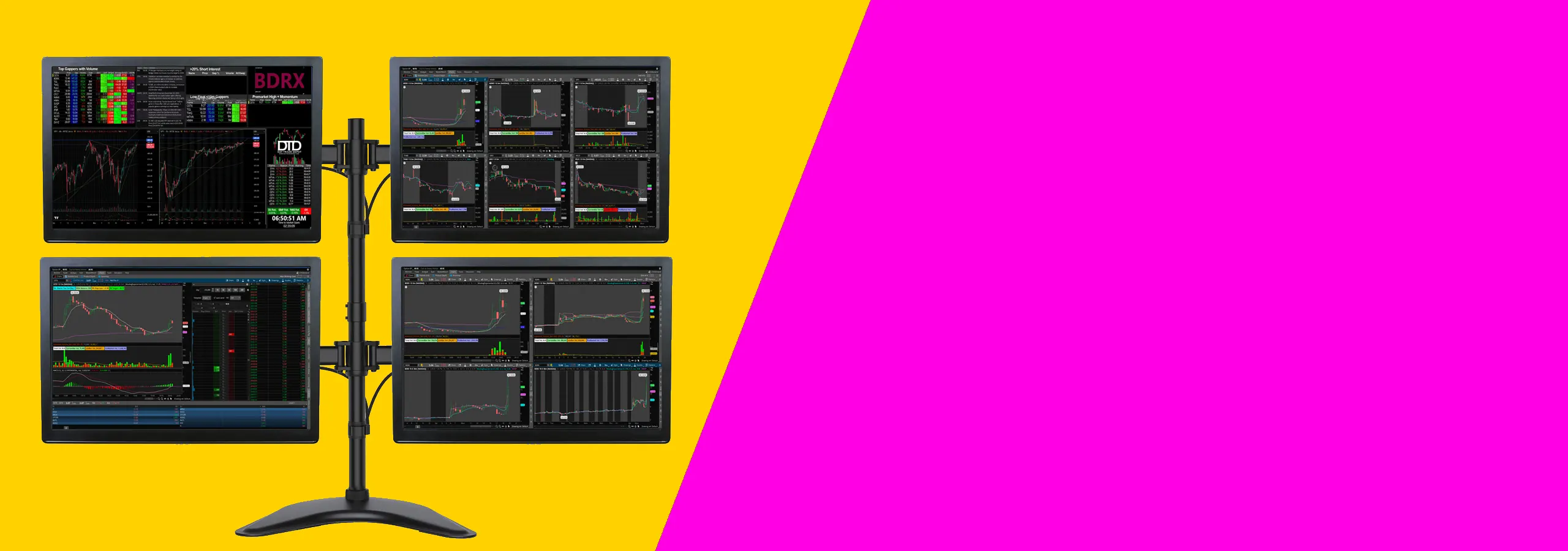 Four-screen trading workstation setup